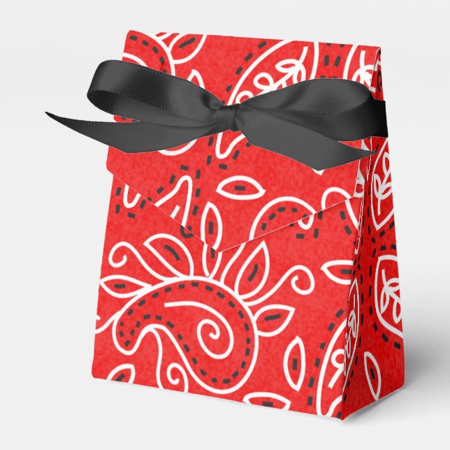 Country Western red bandanna pattern party box (Front Side)