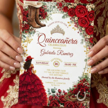 Country Western Red Roses Golden Quinceañera