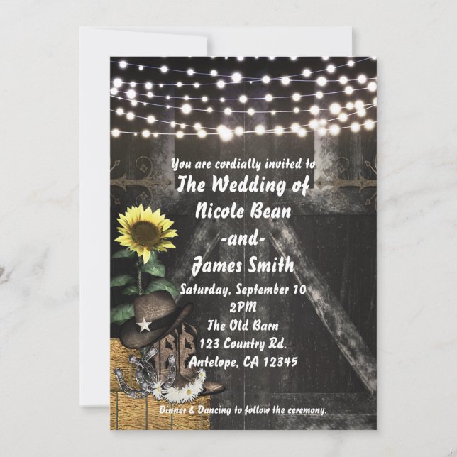 Country Western Rustic Barn Wedding Invitations (Front)