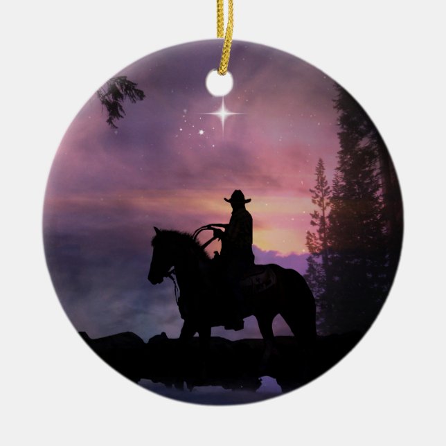 Country Western Rustic Cowboy Xmas Ornament (Front)