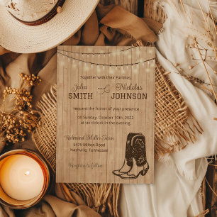 Country Western String Lights Wedding Invitation
