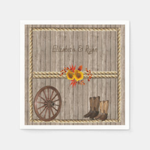 Country Western, Sunflowers Wood Rope Custom Napkin