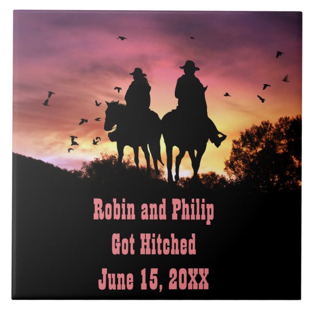 Country Western Wedding Anniversary Tile (Front)