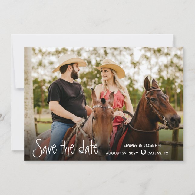 Country Western Wedding Two Photo Save the date  (Front)
