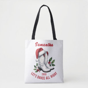 Country Western White Cowboy Boots Tote Bag
