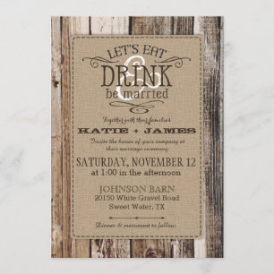 Country Western Wood Planks Rustic Wedding Invitation