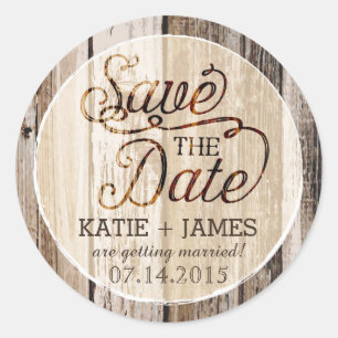 Country Western Wood Rustic Save the Date Label