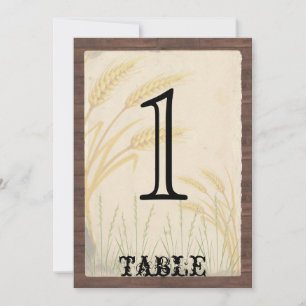 Country Wheat Grass Anniversary Table Number