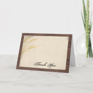 Country Wheat Grass on Parchment Thank You Card