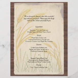 Country Wheat Grass on Parchment Wedding Menu