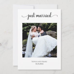 Country White/Burgundy Photo Wedding Announcement