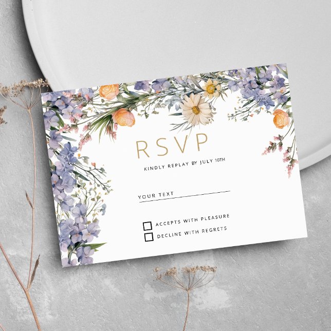 Country wildflower flowers rustic RSVP Invitation (Country wildflower flowers rustic RSVP )