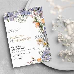 Country wildflower flowers rustic Wedding Invitation