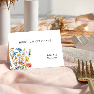 Country Wildflower Printed Guest Name Place Card