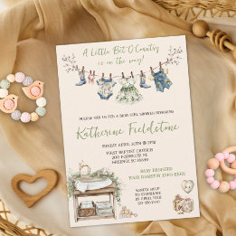 Country Wildflowers Clothesline Baby Girl Shower Invitation