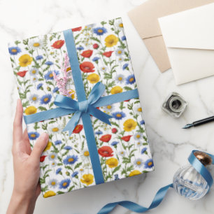 Country Wildflowers Floral Rustic Colourful Pretty Wrapping Paper