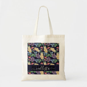Country Wildflowers Floral Watercolor Monogram Tote Bag