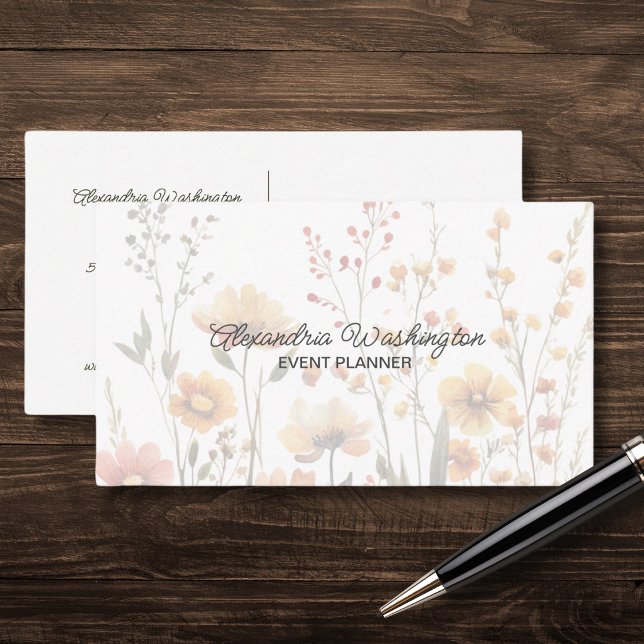 Country Wildflowers with QR Code  Business Card (Creator Uploaded)