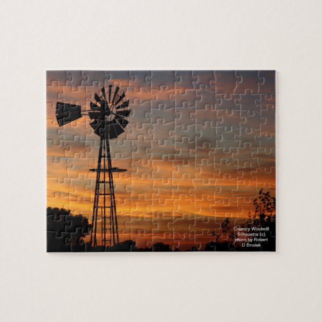 Country Windmill Silhouette Puzzle (Horizontal)