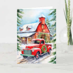 Country Winter Farmhouse Merry Christmas Holiday Card