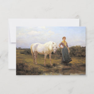 Country Woman Taking a Horse to Water Card