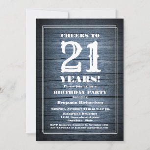 Country Wood 21st Birthday Party Invitation