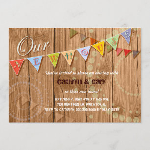 Country Wood Bunting Housewarming Party Invitation