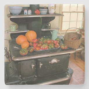 Country Wood Cookstove Stone Coaster