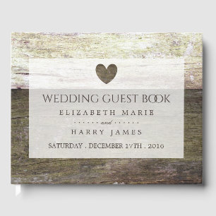 Country Wood Heart Wedding Guest Book