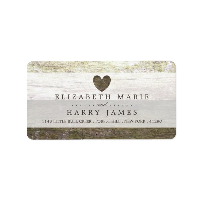 Country Wood Heart Wedding Label (Front)