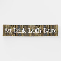 Country Wood Lights Eat Drink Laugh Dance Banner