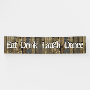 Country Wood Lights Eat Drink Laugh Dance Banner