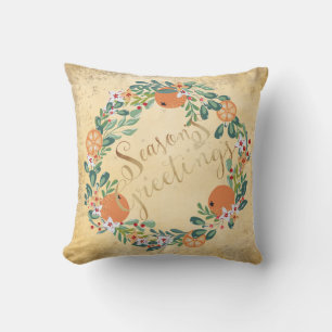 Country Wreath Traditional Vintage Floral Elegant Cushion