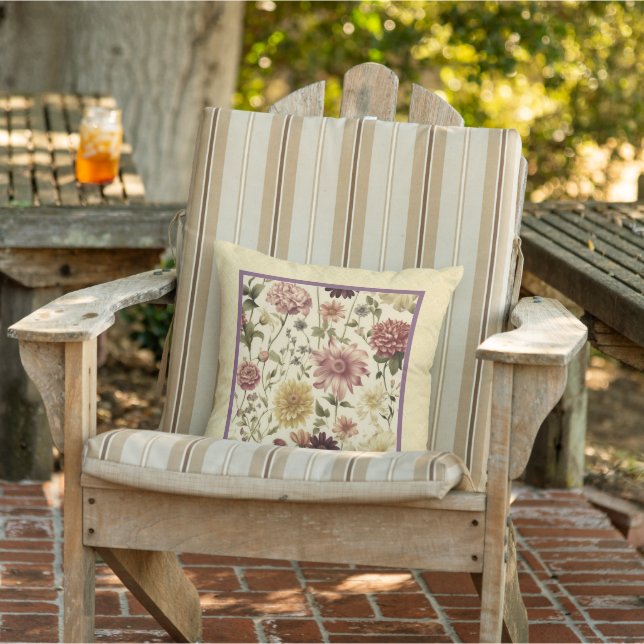 Country yellow floral  faux textured pattern cushion (Chair)