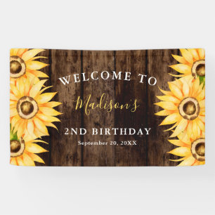 Country Yellow Sunflower Birthday Party Welcome Banner