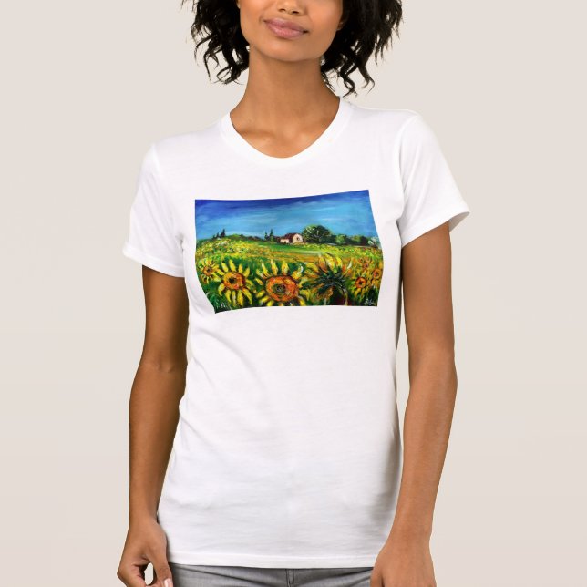COUNTRYSIDE AND SUNFLOWERS IN TUSCANY T-Shirt (Front)