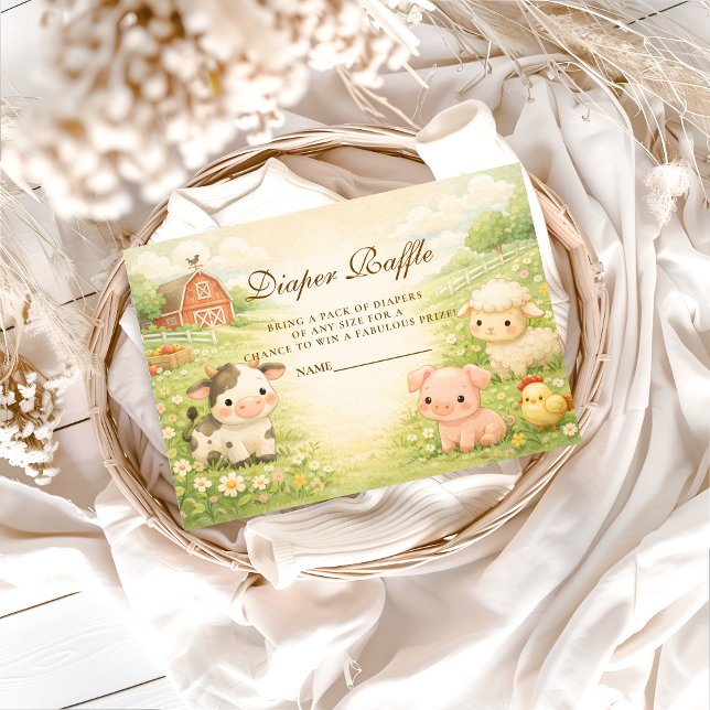 Countryside Barnyard Baby Shower Diapper Raffle Enclosure Card (Creator Uploaded)