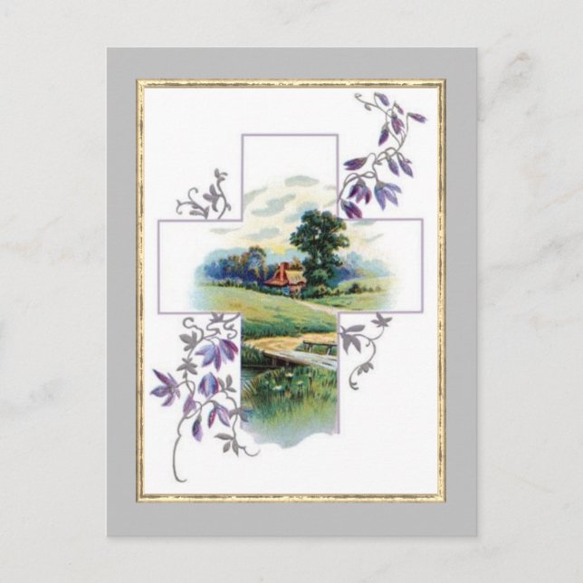 Countryside Christian Cross Postcard (Front)