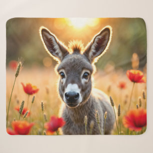Countryside donkey curious eyes peaceful art sherpa blanket