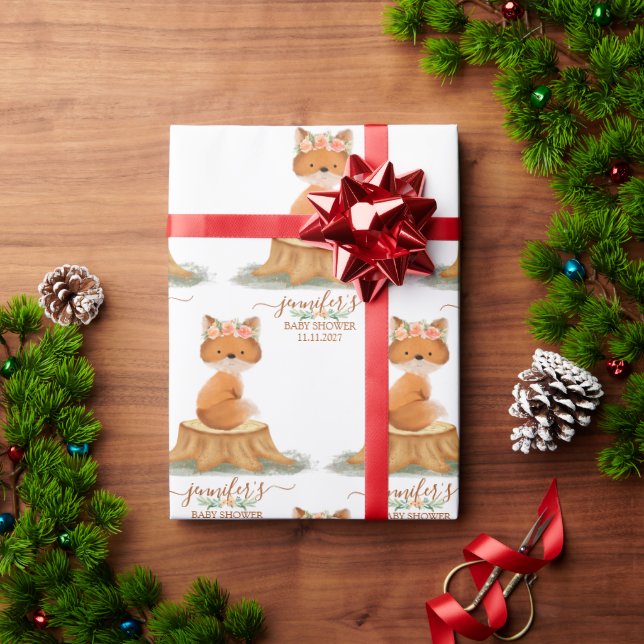 Countryside Fox Daisy Baby Shower Farmhouse Wrapping Paper (Holiday Gift)