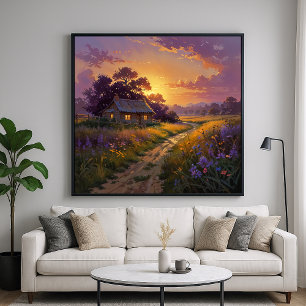 Countryside Glow - Painterly Style Landscape Poster