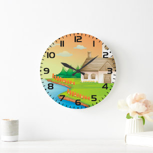 Countryside House by the Lake Large Clock