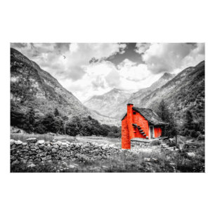 Countryside Landscape Black and White Photography Photo Print