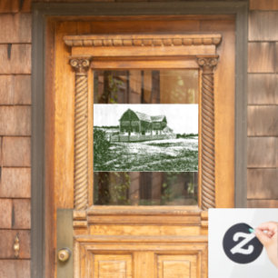 Countryside landscape woodcut style farm house
