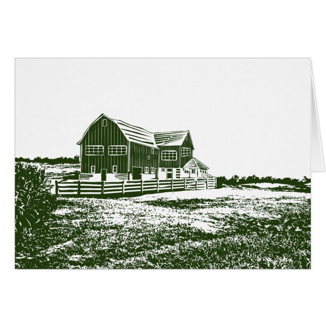 Countryside landscape woodcut style farm house (Front Horizontal)