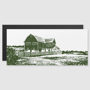 Countryside landscape woodcut style farm house