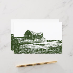 Countryside landscape woodcut style farm house