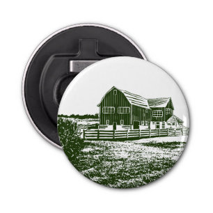 Countryside landscape woodcut style farm house bottle opener