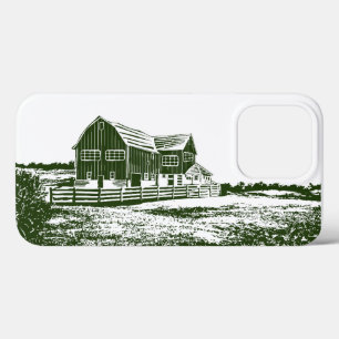 Countryside landscape woodcut style farm house iPhone 13 pro case