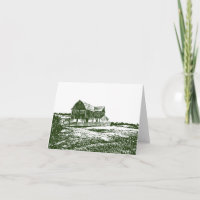 Countryside landscape woodcut style farm house